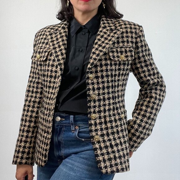 Next Originals - Classic Peak Lapel Tweed Jacket - Size S/M - Picture 2 of 16